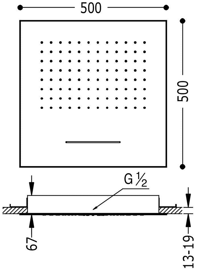 Верхний душ Tres 2 500Х500 29995501NM