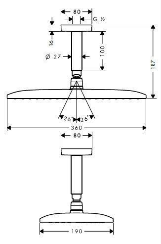Верхний душ Hansgrohe Raindance E 360 Х 190 1jet 27381000