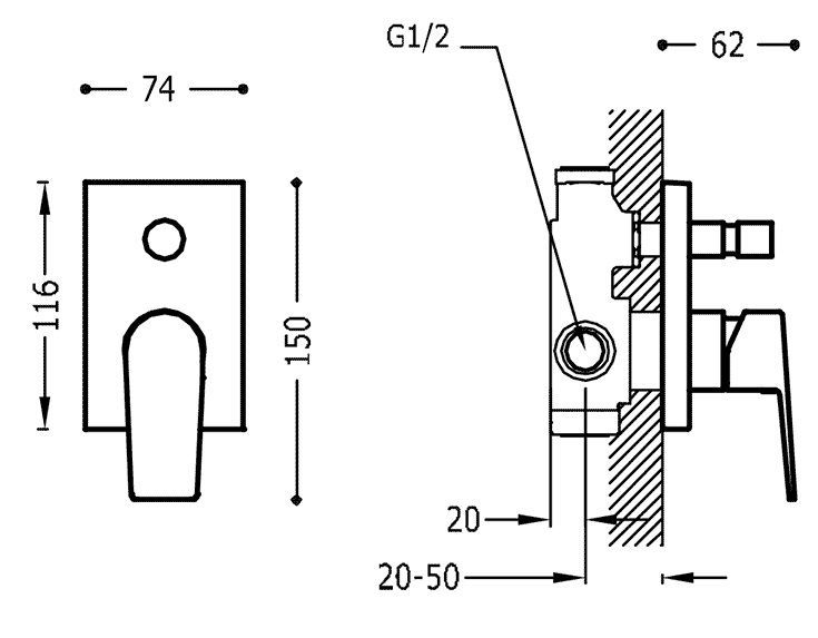 Смесители для ванны / душа Tres Project 21118001KM