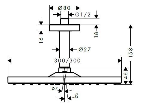 Верхний душ Hansgrohe Raindance E 300 Х 300 1jet 26250340