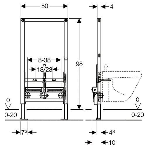Инсталляция для биде Geberit Duofix 111.539.00.1