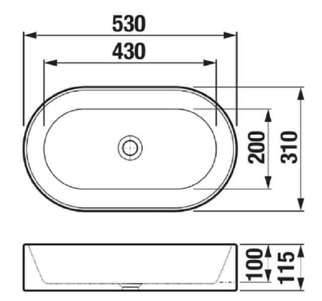 Jika Astra Раковина на стільницю, 530*310 мм, без отвору для змішувача, без перелива H8183660001121