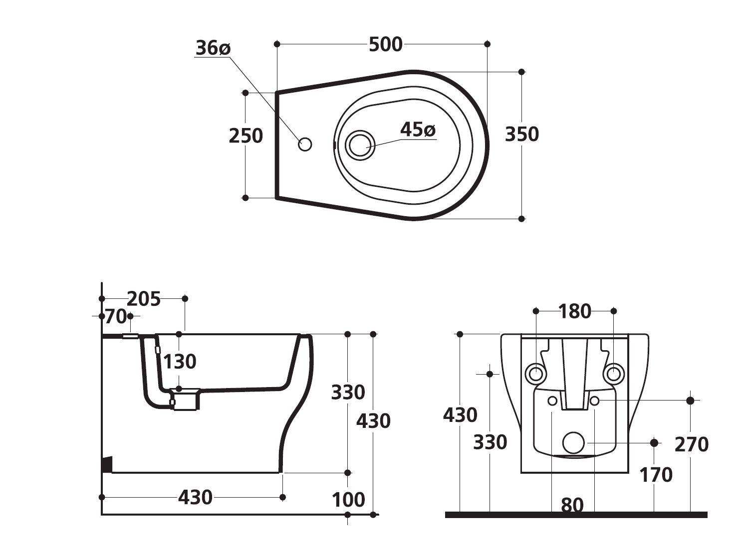 Биде подвесное Cinque AXA