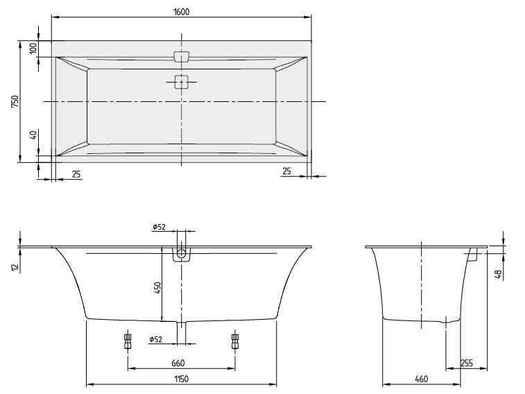 Ванна Villeroy&Boch Squaro Edge 12 UBQ160SQE2DV-96