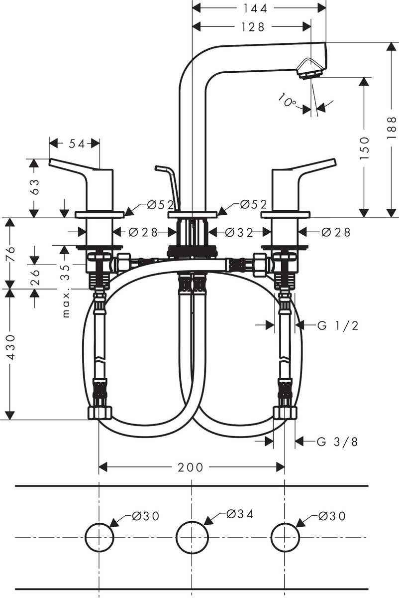 Змішувач для умивальника Hansgrohe Talis 72130000