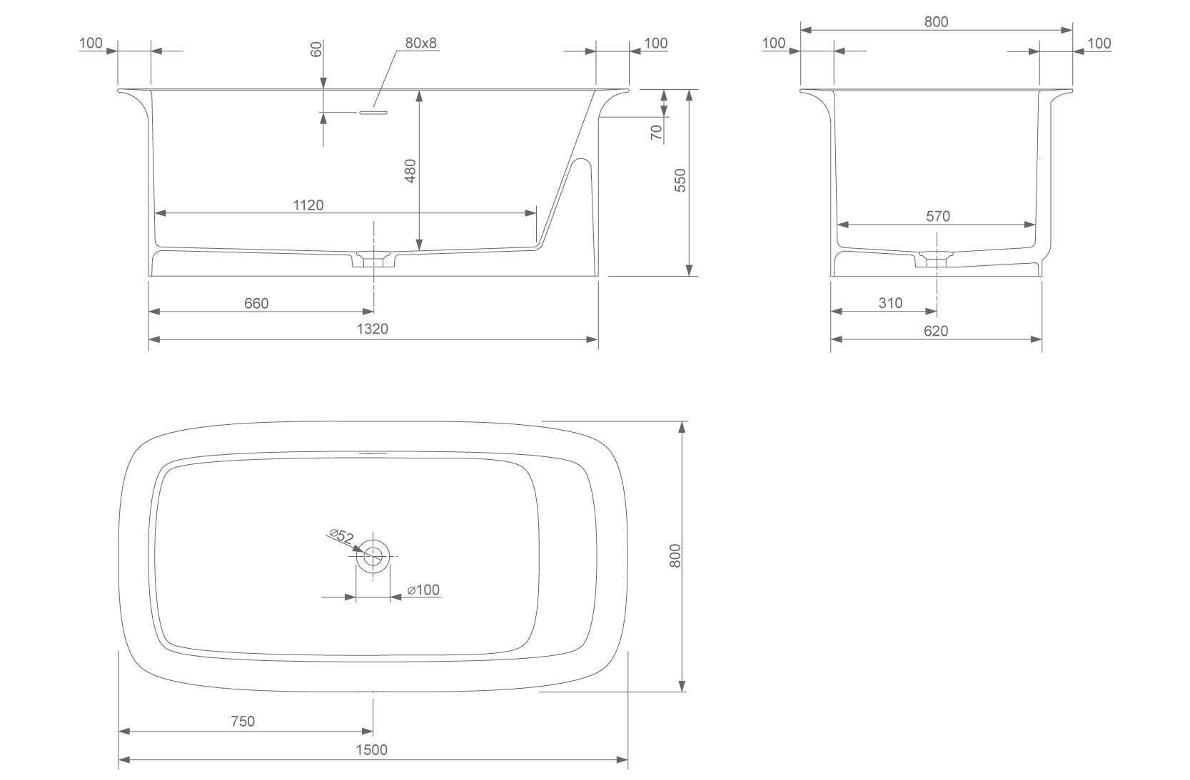 Ванна з штучного каменю Knief Glam 150 0600-080-01