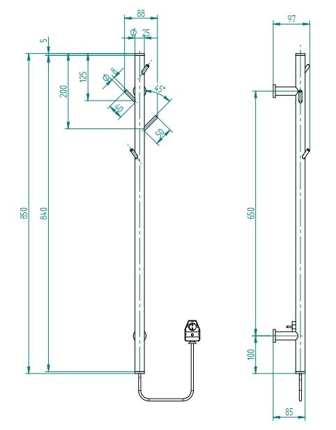 Полотенцесушитель TUBIE-85C31, 6850мм, черный матовый TUBIE-85C31