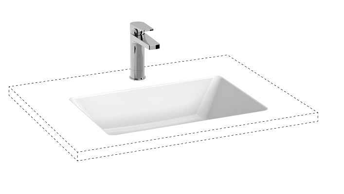 Сubito раковина під стільницю 535*370 мм, з переливом, з керамічним д/к H8164220001091