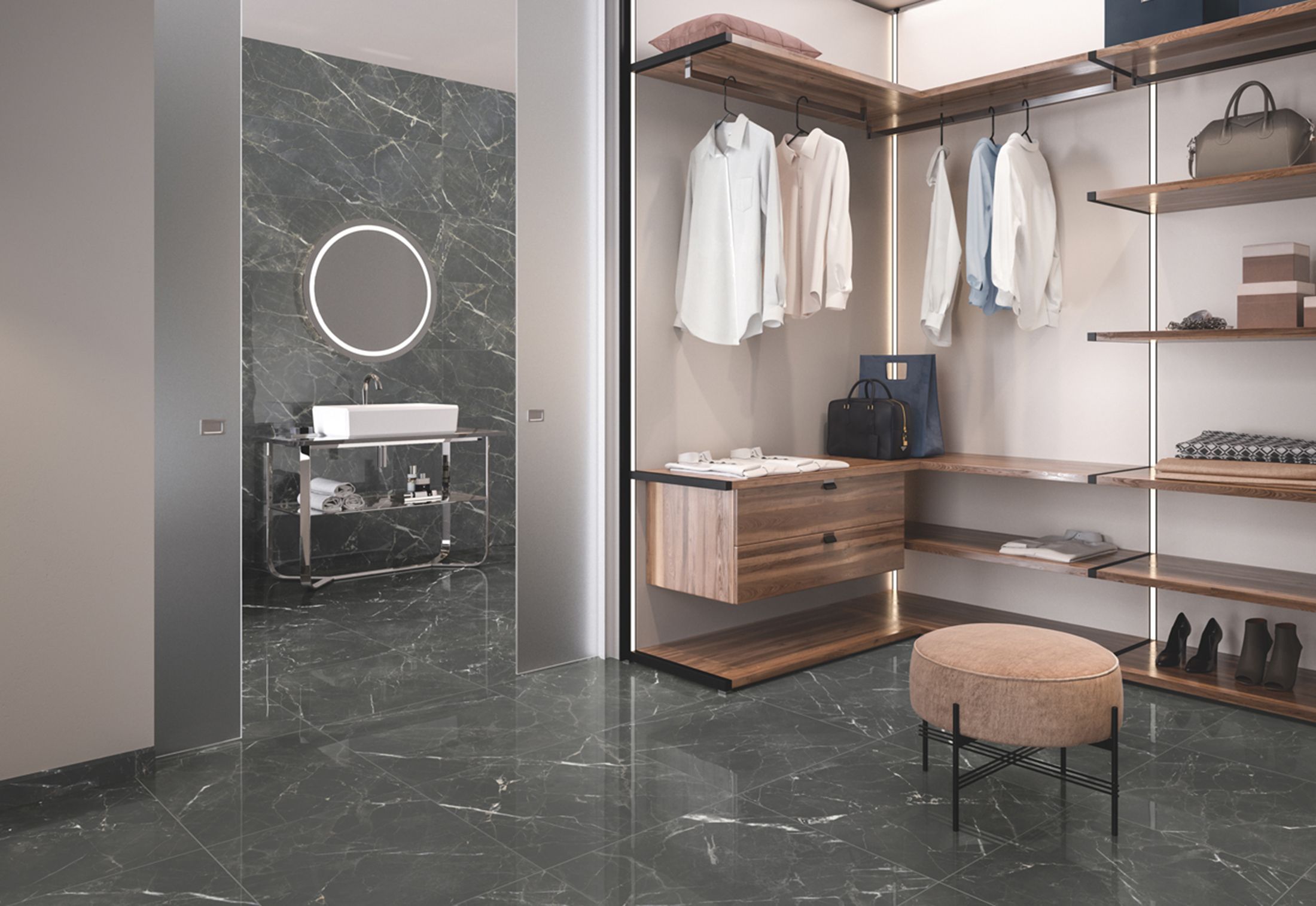Плитка напольная 60.5x120.5 MarmoChic Dark illusion Pol ( Villeroy&Boch) 2730-MR9P-00-10