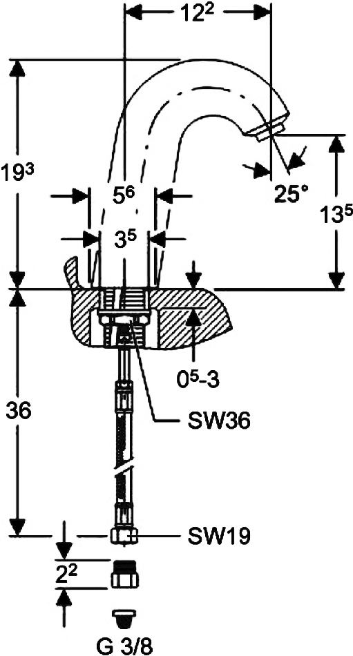 HyTronic 60 Змішувач для раковини безконтактний 230В, хром