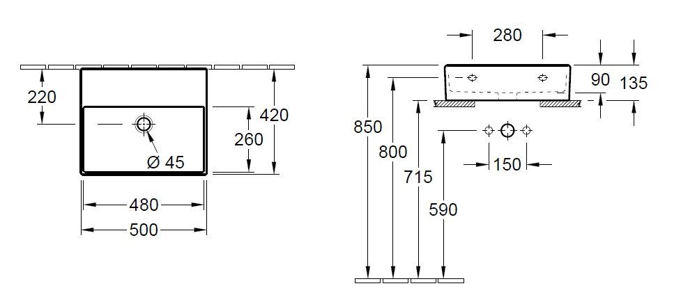 Раковина на столешницу Villeroy and Boch Memento 2.0 4A225Fi4