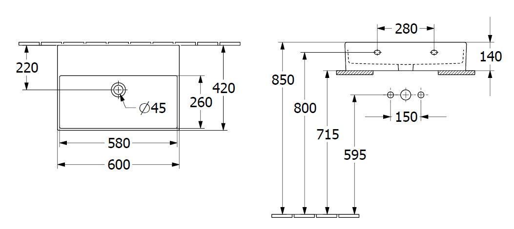 Раковина на столешницу Villeroy and Boch Memento 2.0 4A226Fi4