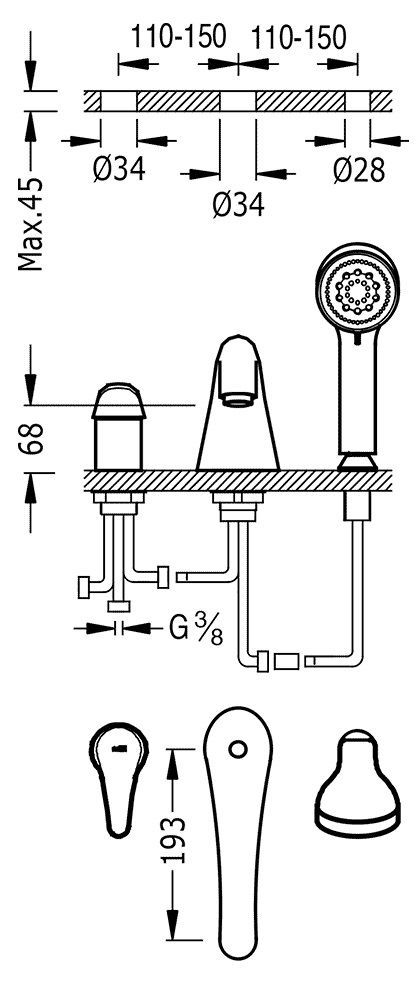 Смеситель для ванны Eco - Tres
