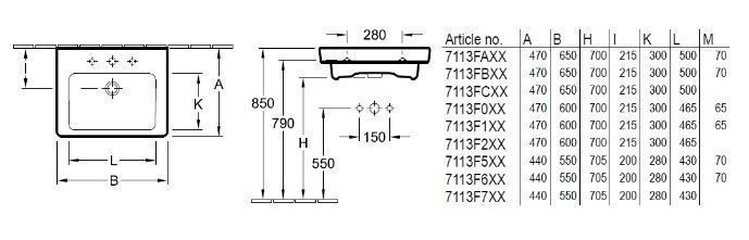 Подвесной умывальник Villeroy and Boch Subway 2.0 7113F101