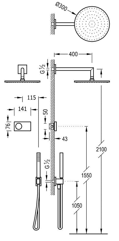 Душевая система Tres Shower Technology 09286558AC