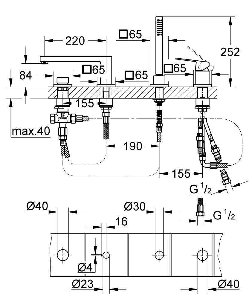 Змішувач для ванної Grohe Eurocube 19897AL1