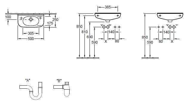 Підвісний умивальник правосторонній Villeroy and Boch O. Novo 53615301