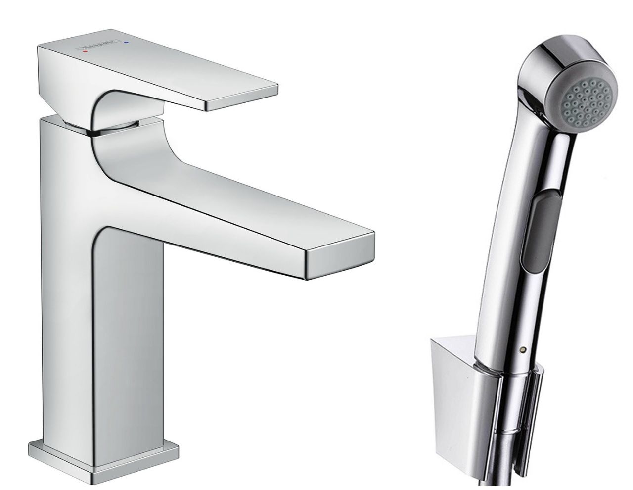 Смеситель на умывальник с гигиеническим душем  Hansgrohe Metropol 32522000