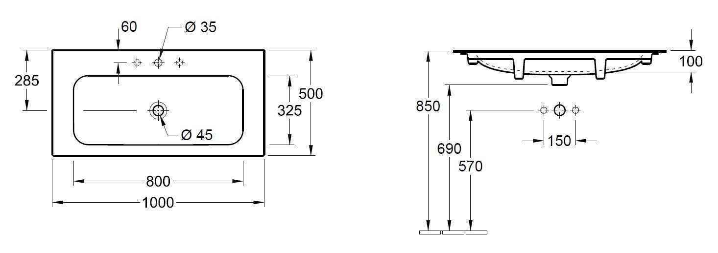Умивальник підвісний Finion Villeroy & Boch 4164A0RW
