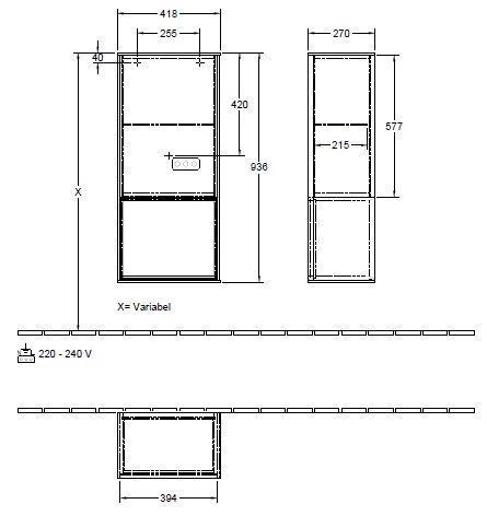 Шкаф боковой для ванной комнаты Finion Villeroy and Boch (правосторонний) F550GFGK