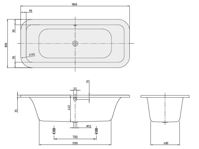 Ванна Villeroy and Boch Loop&Friends UBA180LFS7V-96