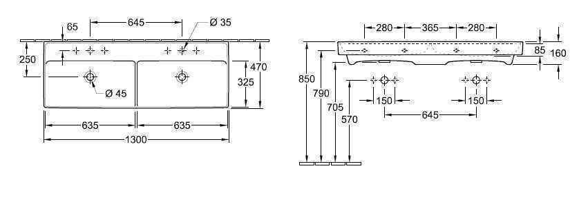 Підвісний умивальник Villeroy and Boch Collaro 4A34D2RW