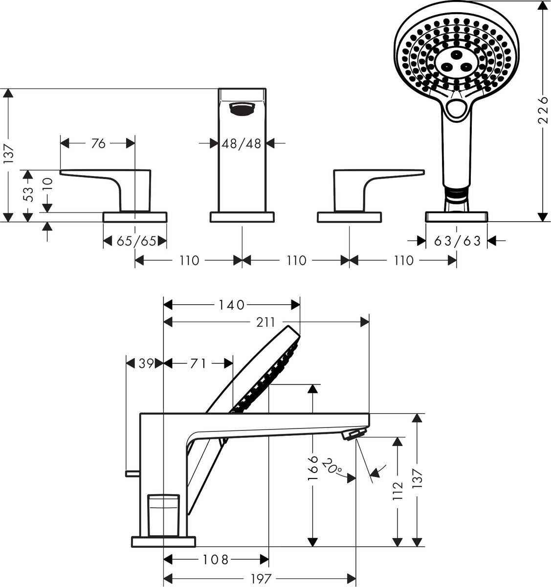 Змішувач для ванної Hansgrohe Metropol 74553000