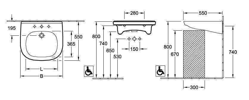 Умивальник Villeroy and Boch O. Novo Vita (для людей з обмеженими можливостями) 411961R1