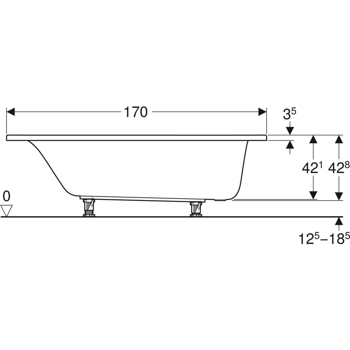 Selnova Ванна прямоугольная акриловая 170*75 см, с ножками 554.285.01.1