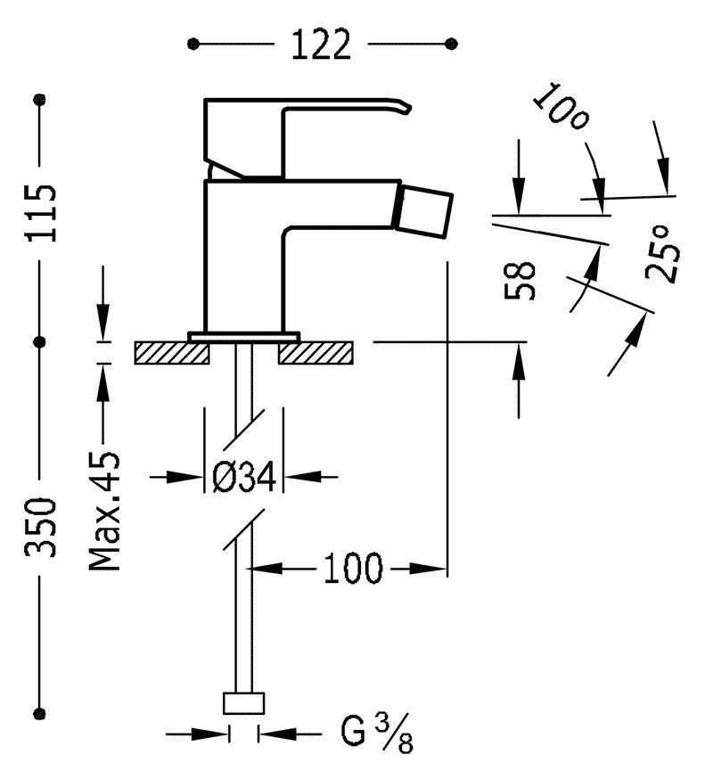 Смеситель для биде Tres Cuadro 00612001OM