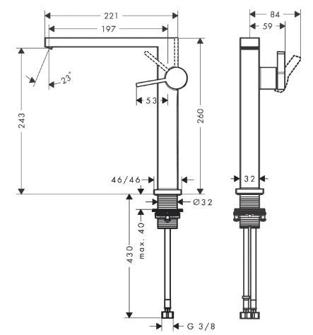 Смеситель для умывальника Hansgrohe Tecturis E 73070000