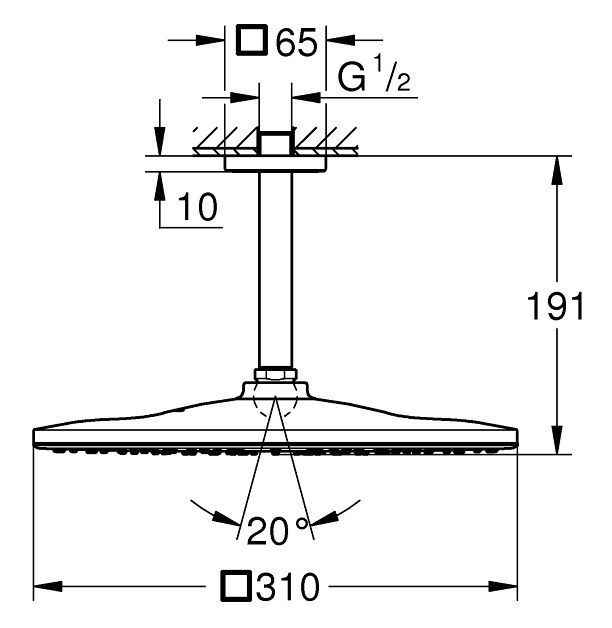 Верхній душ Grohe Rainshower Mono 310 Cube 26566DC0