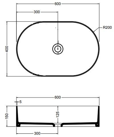 Mate Раковина овальная на столешницу 60х40 см
