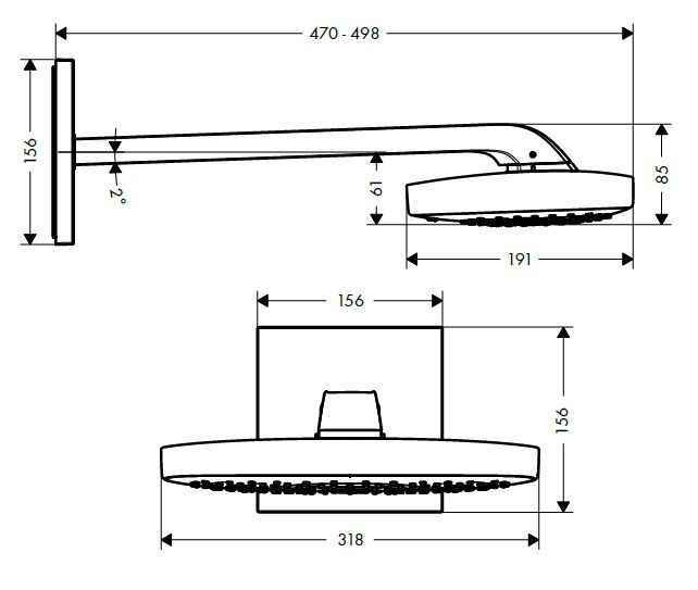 Верхній душ Hansgrohe Raindance Select E 318 Х 191 3jet 26468000
