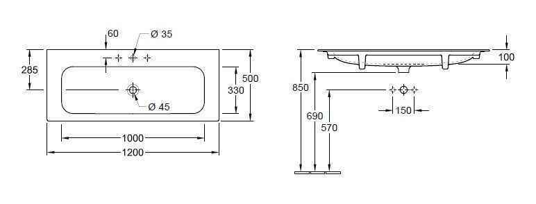 Умивальник підвісний Finion Villeroy & Boch 4164C3RW