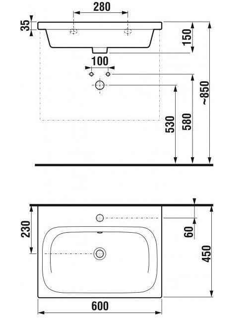 Mio Раковина меблева/підвісна з отвором для змішувача, з переливом H8127130001041