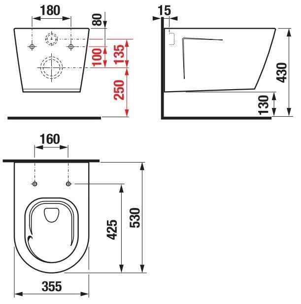 Cubito Унитаз подвесной безободковый воронкообразный с сиденьем Soft-Close H820421H890422