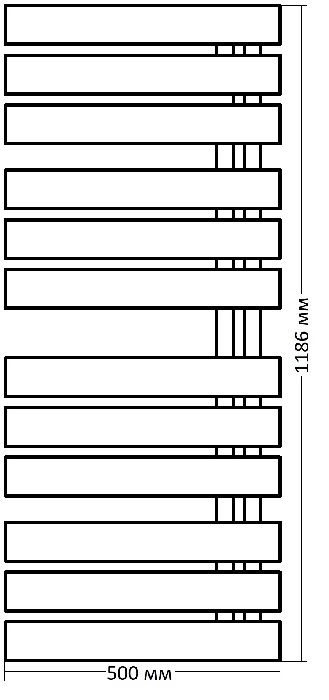 Nameless Полотенцесушитель водяной 500х1186 мм, сталь, черный матовый Nam-50/120C31
