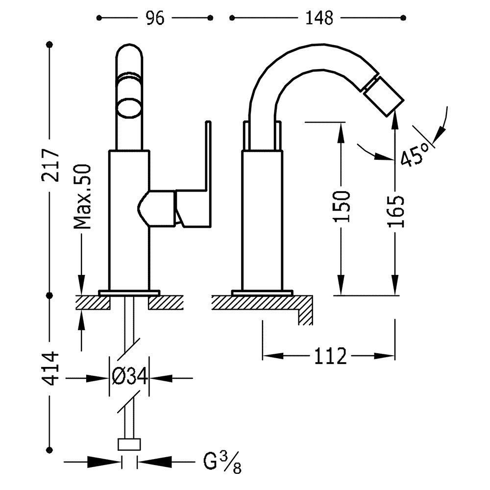 Смеситель на биде Tres Loft 20022401NE