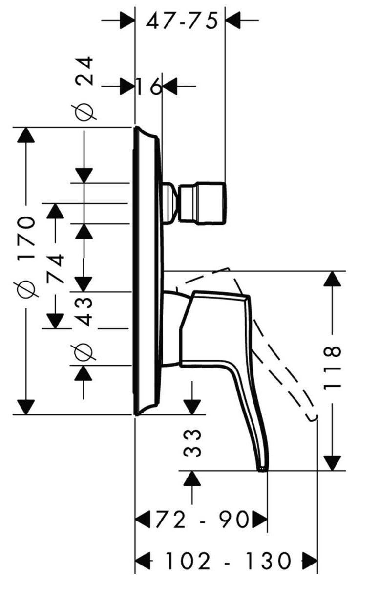 Смеситель для ванны с душем  Hansgrohe Metris Classic  31485000