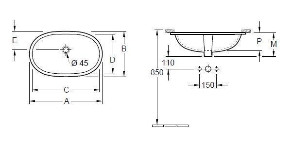 Раковина встраиваемая в столешницу Villeroy and Boch O. Novo 416260R1