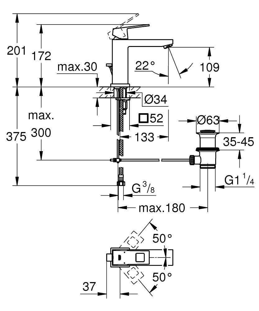 Змішувач для умивальника Grohe Eurocube 23445AL0