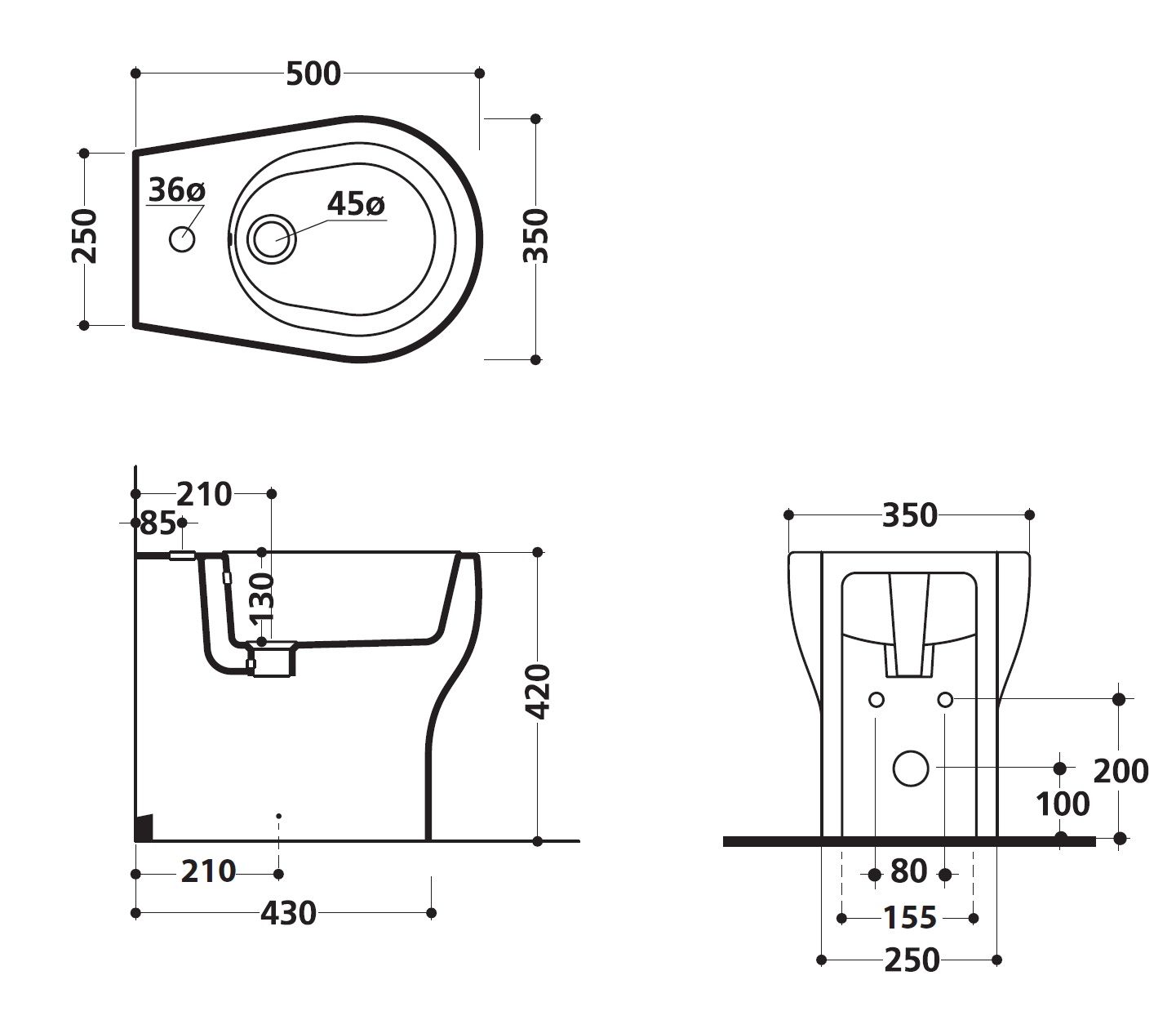 Биде напольное AXA Cinque
