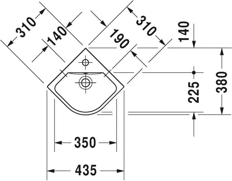 Кутовий умивальник Duravit ME by Starck 0722430000