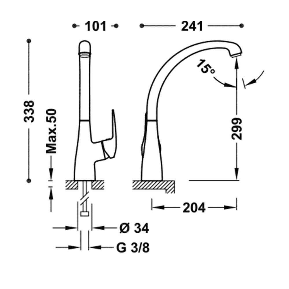 Змішувач на кухню Tres Base Plus 21644701