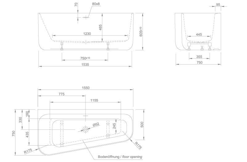 Ванна акриловая Knief Chic (левая / правая) chic R 0100 241 Белый матовый / Сусальное золото