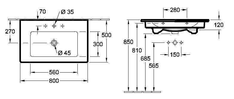 Підвісний умивальник Villeroy and Boch Venticello 41048JR1