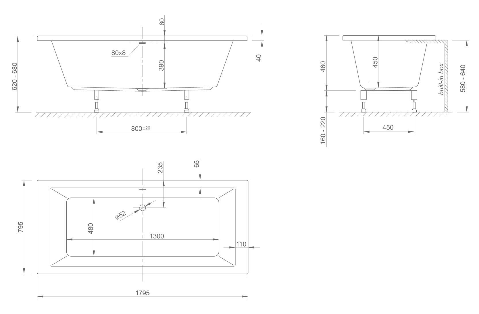 Встраиваемая ванна Knief Culture Fit culture Fit 0400-268 Белый глянцевый