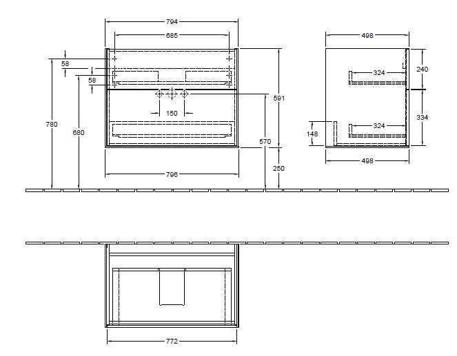 Тумба для умывальника Finion Villeroy and Boch F01000MT