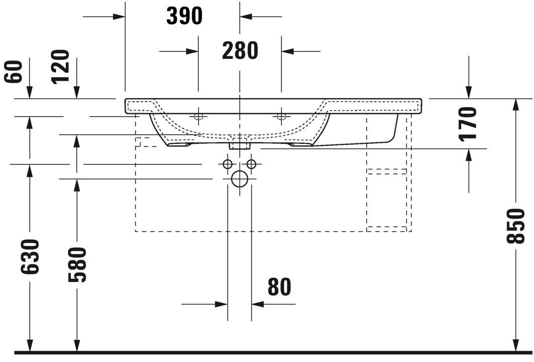 Умывальник Duravit DuraStyle (ассиметричный) 2325100060